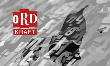 Ordkrafts logo og omridset af Nordjylland ses oven på gamle blybogstaver.